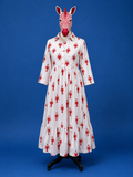 Coral Star Print Tiered Maxi Dress