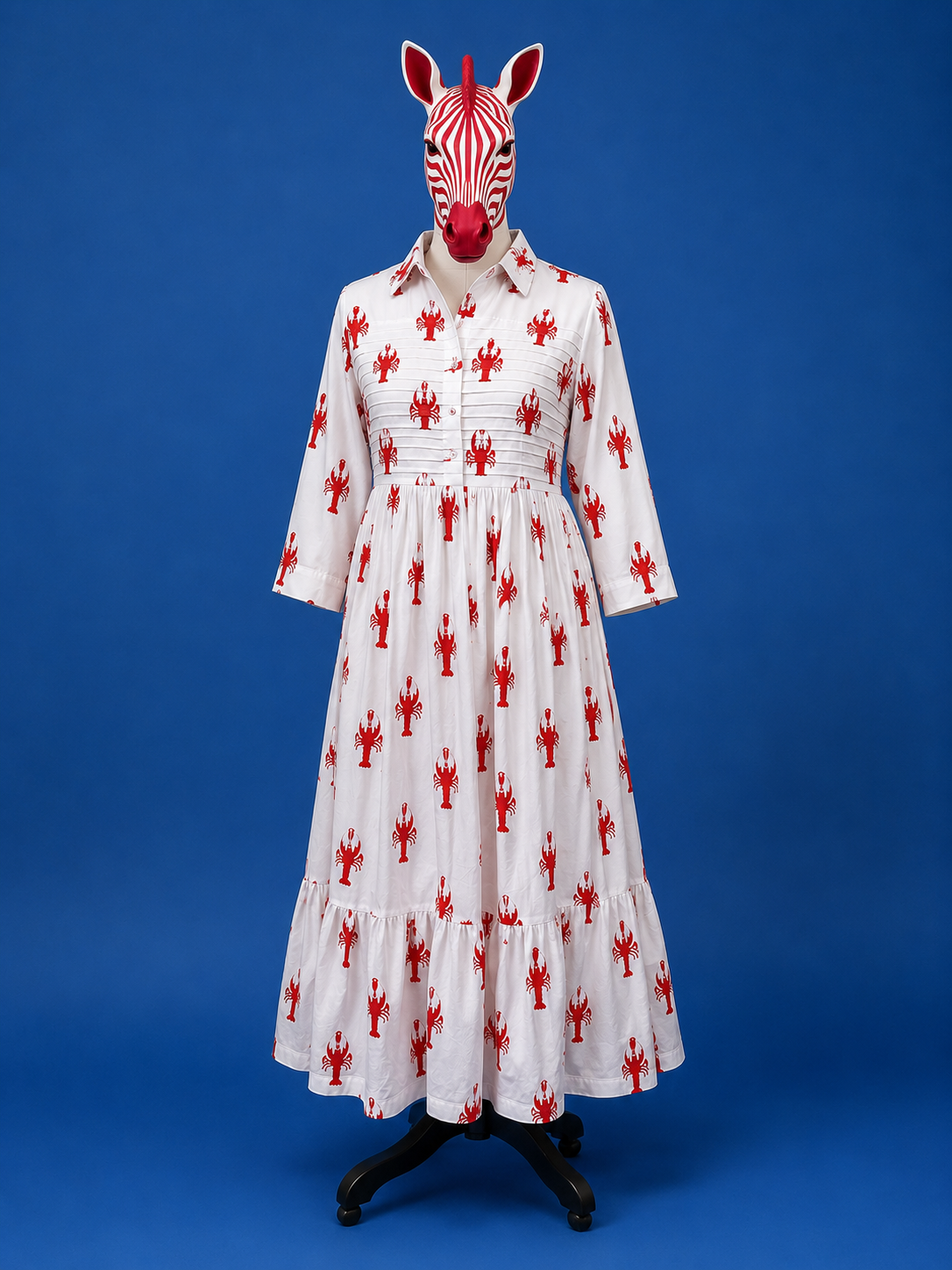 Coral Star Print Tiered Maxi Dress