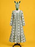 Fern Green Block Print Midi Dress