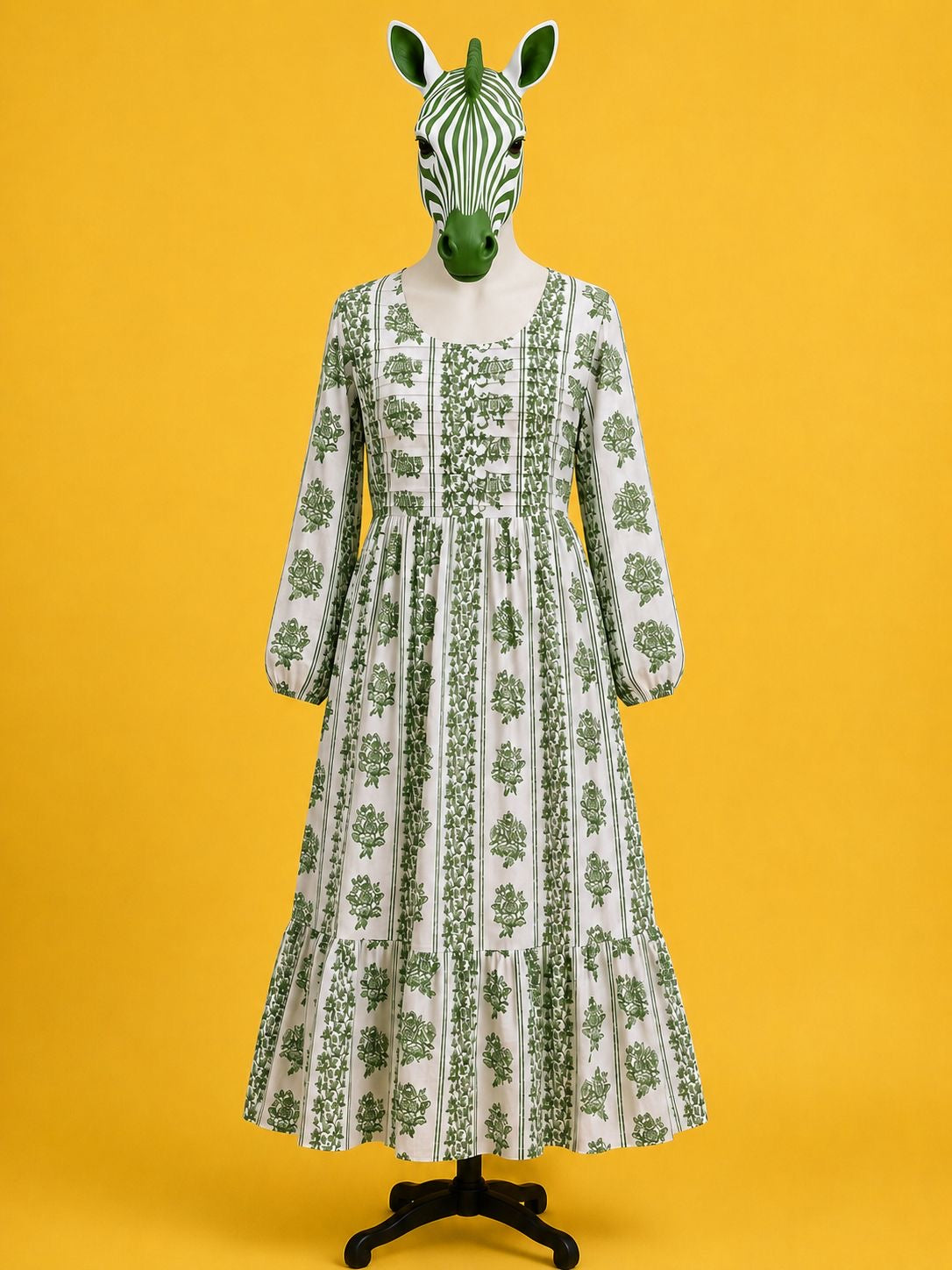 Fern Green Block Print Midi Dress