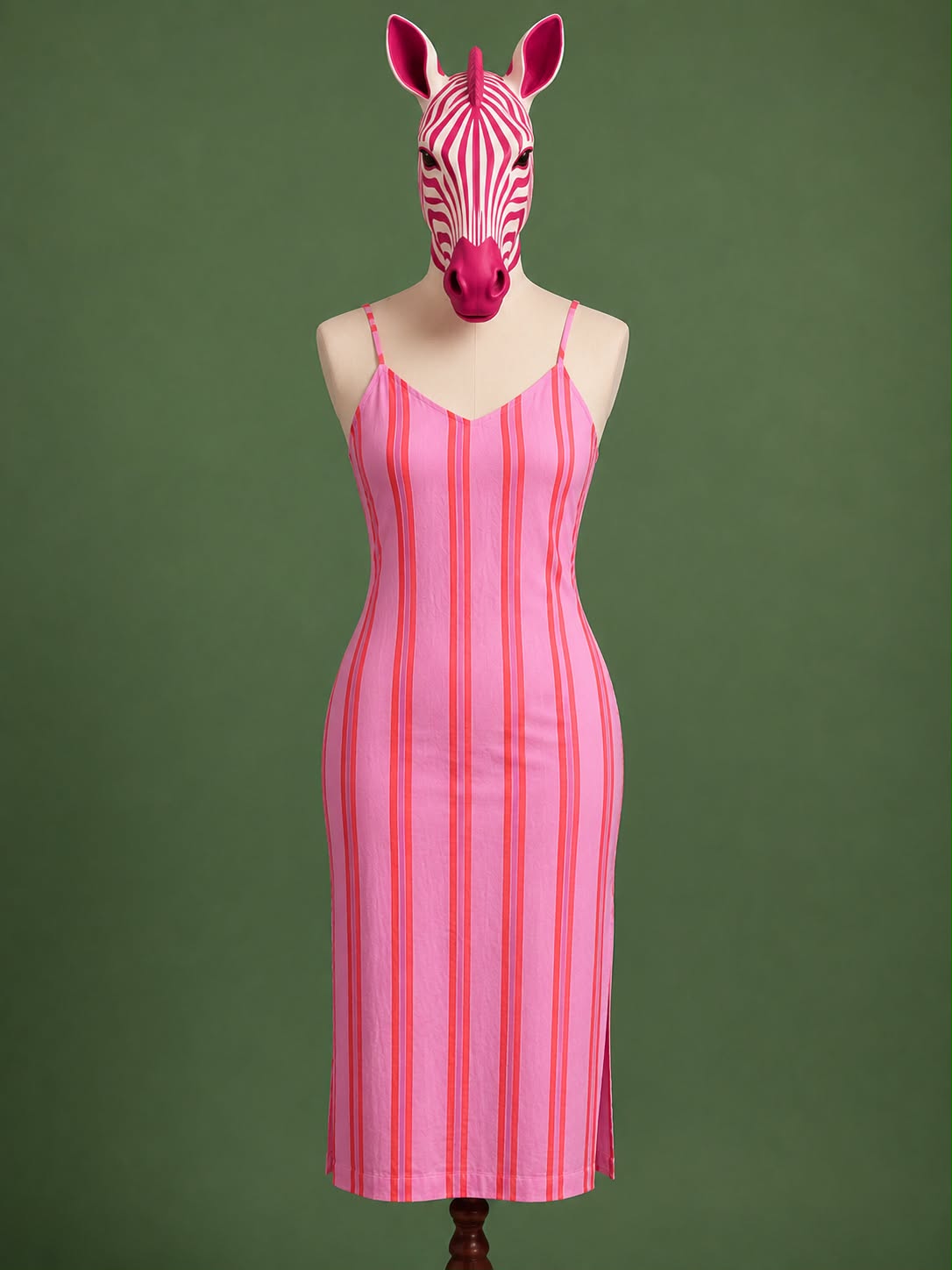 Pink Strappy Slip Midi Dress